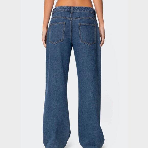 Edikted Blue Raelynn Washed Low Rise Jeans size: XS - Picture 6 of 6